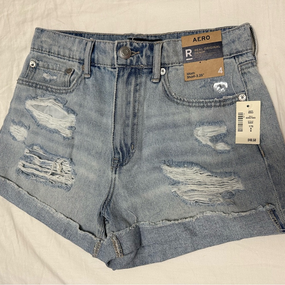 Aeropostale Light Blue Distressed Jean Shorts